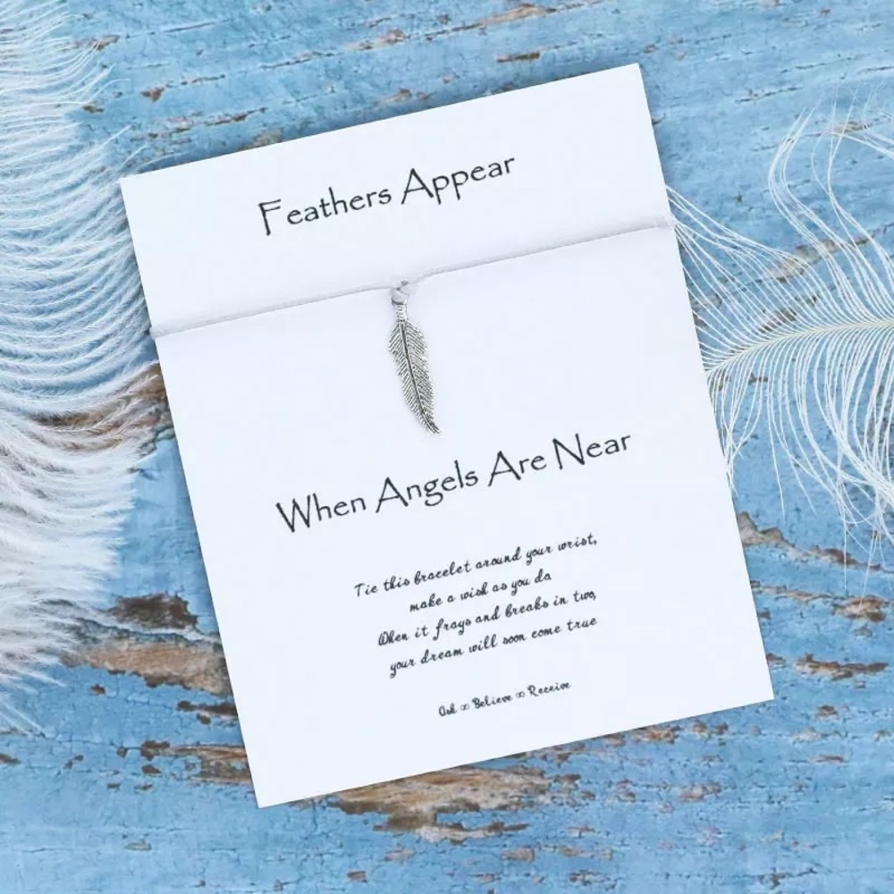 Feather Bracelet | Make a Wish | Angels w card